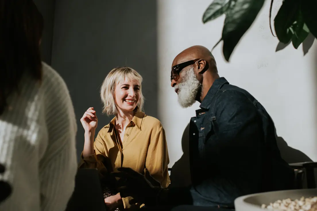 two people talking